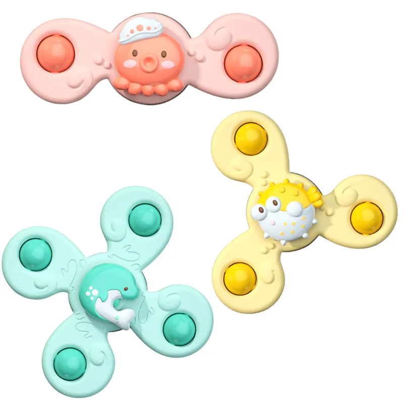 3Pcs/Set Baby Bath Toys Funny Bathing Sucker Spinner