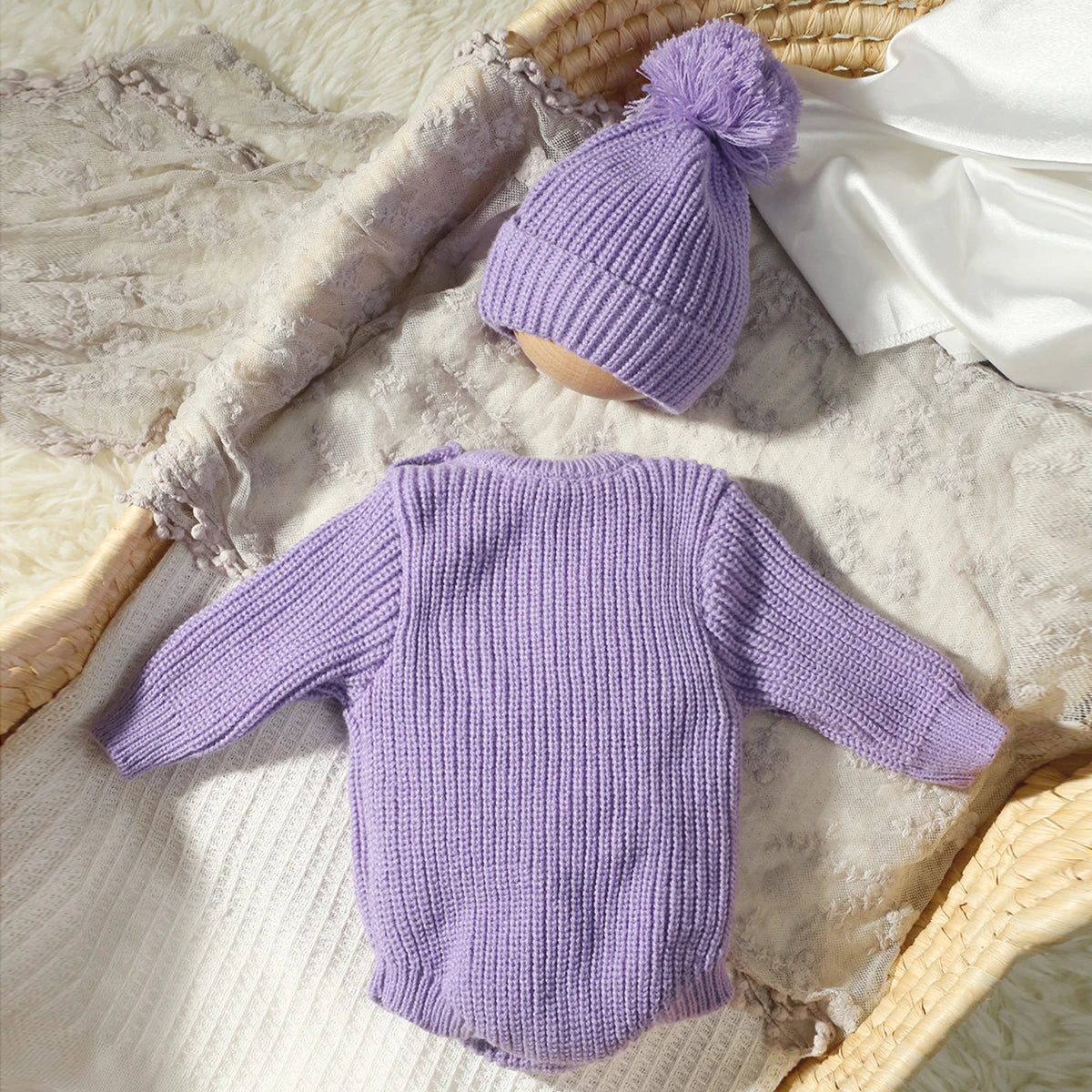 Hello World Knitting Newborn Photography Romper
