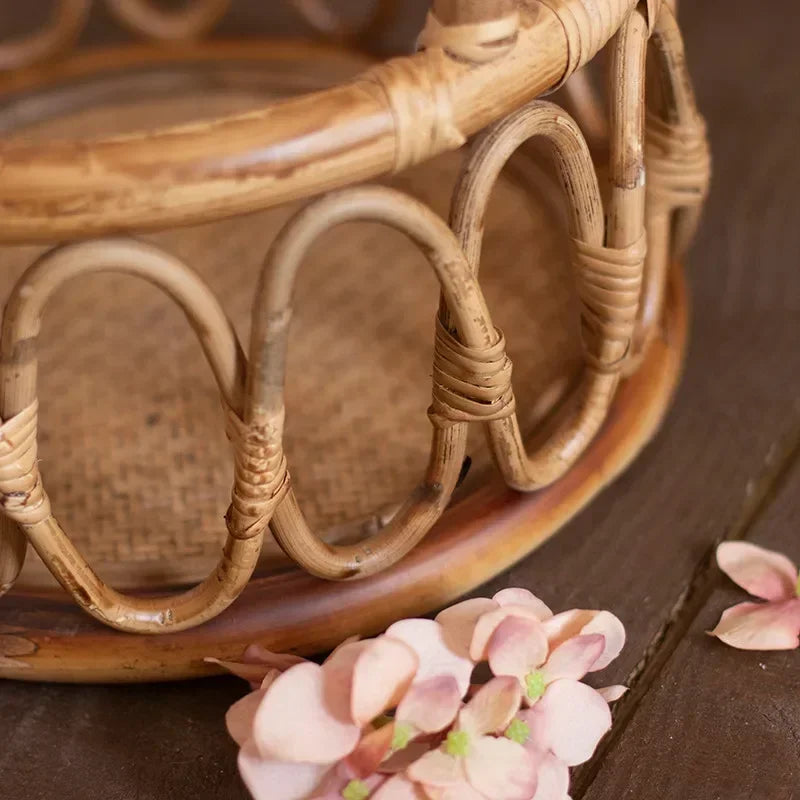 Newborn Photography Props Baby Round Rattan Woven Basket