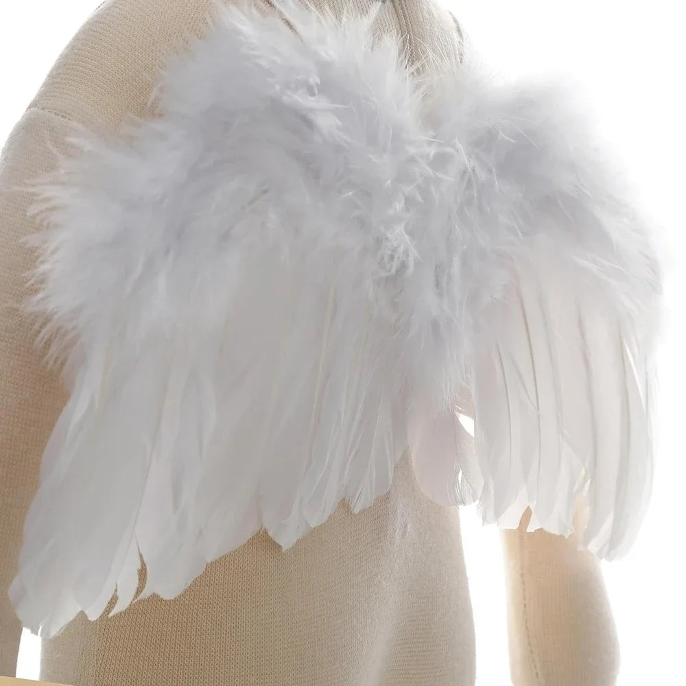 2pcs/lot Newborn Baby Angel Feather Wings with Leaf Flower