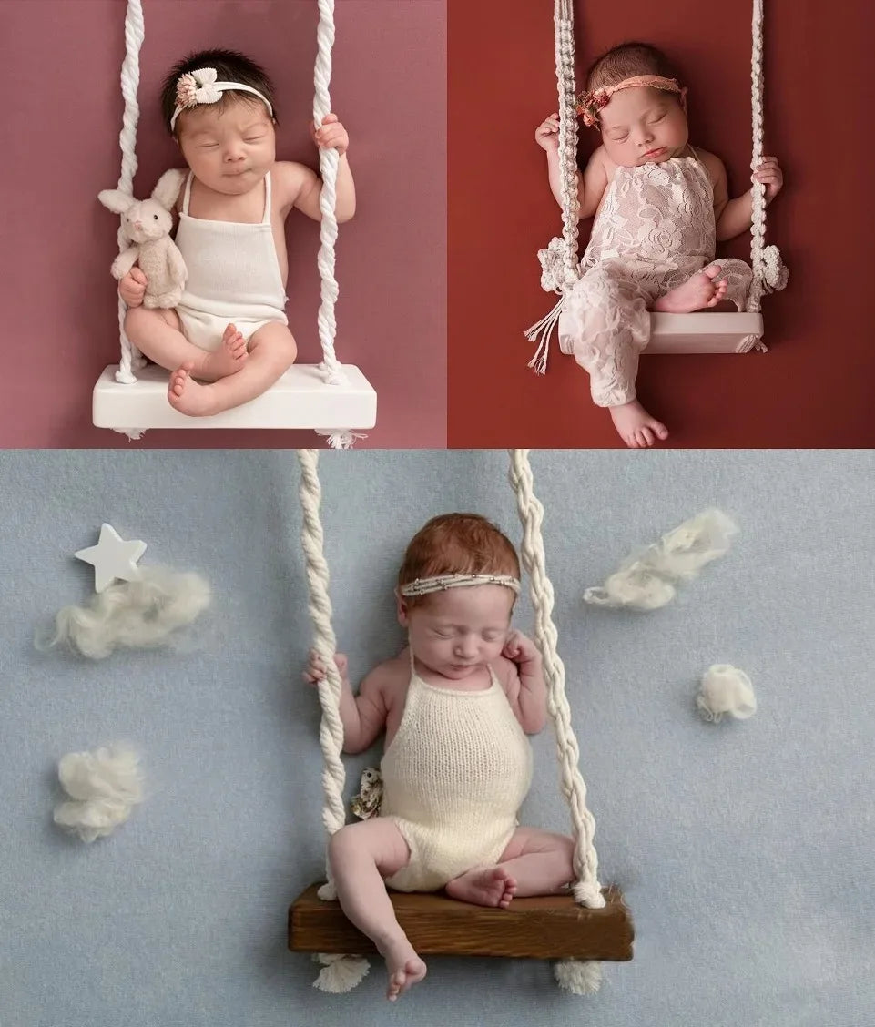 Baby Photography Props Newborn Swing Chair Wooden Furniture
