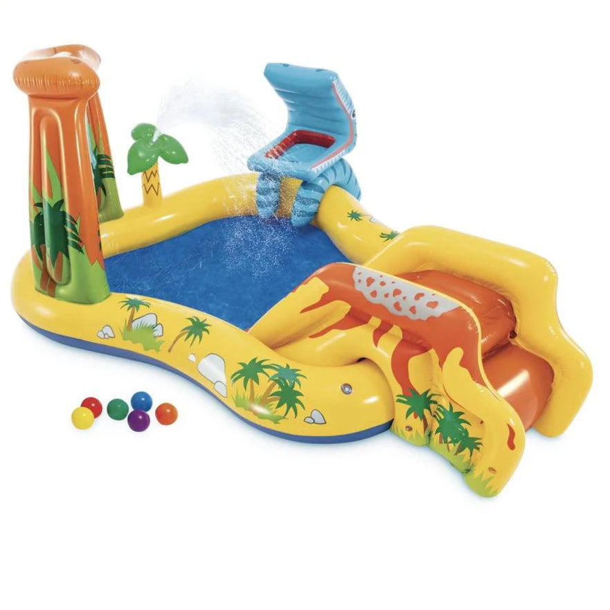 Inflatable Kids Dinosaur Play Center Water Park Pool with Slide Splashing