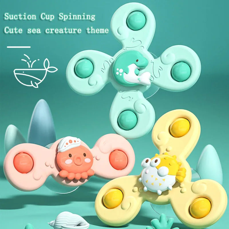 3Pcs/Set Baby Bath Toys Funny Bathing Sucker Spinner