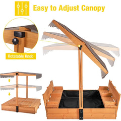 "Playground Goals: 47” Sandbox + Flip Benches + UV Canopy"