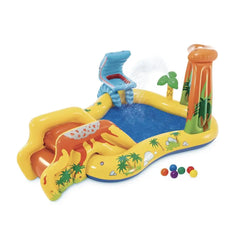 Inflatable Kids Dinosaur Play Center Water Park Pool with Slide Splashing