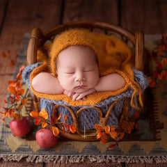 Newborn Photography Props Baby Round Rattan Woven Basket