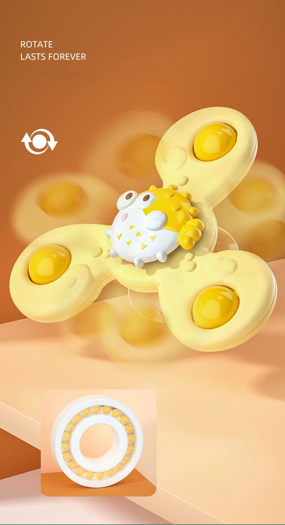3Pcs/Set Baby Bath Toys Funny Bathing Sucker Spinner
