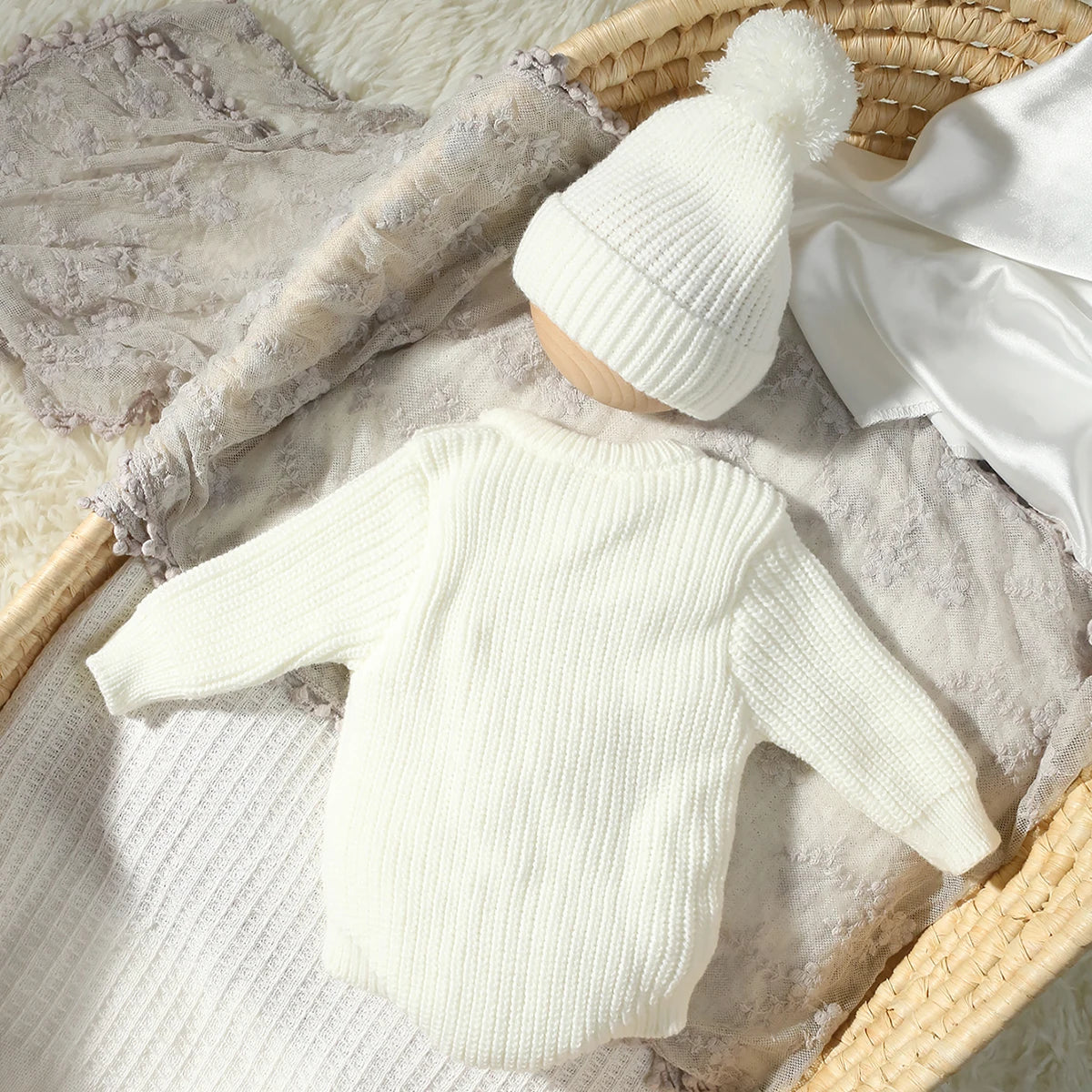 Hello World Knitting Newborn Photography Romper
